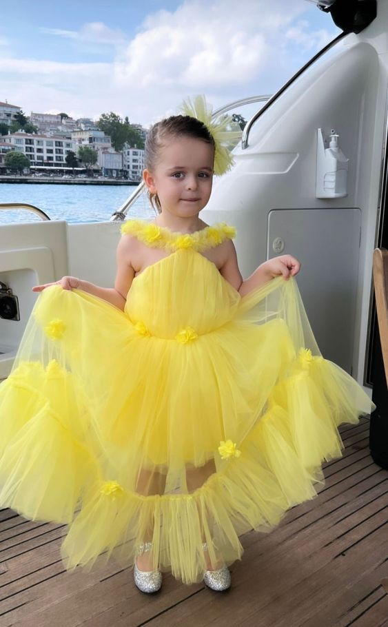 bright yellow party dress