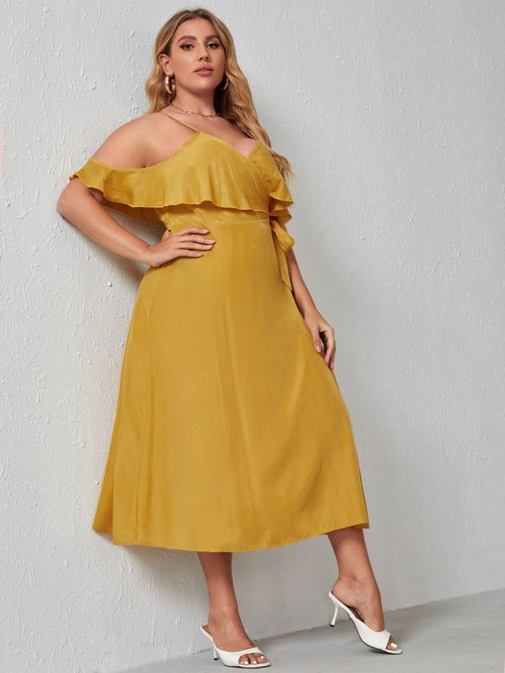 plus size yellow party dress online