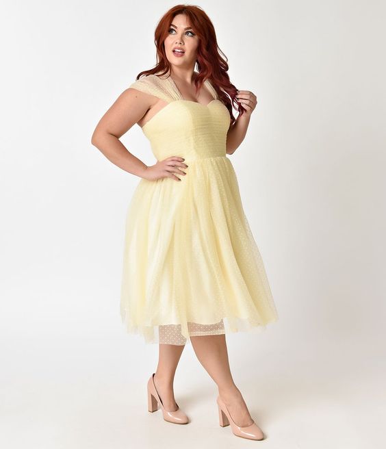 plus size yellow party dress