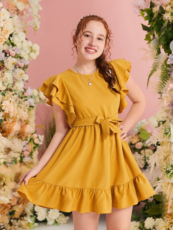 yellow baby girl party dress