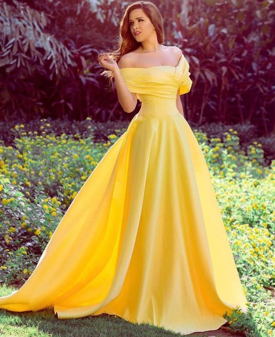 yellow formal dresses long