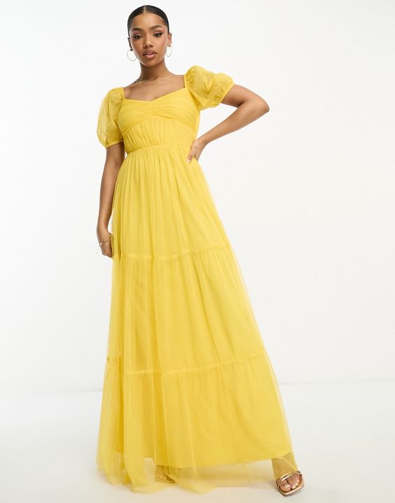 yellow girl party dresses