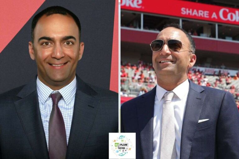 Paraag Marathe in a side-by-side comparison image; left shows him in a formal suit at an event, and right shows him wearing sunglasses at a stadium.