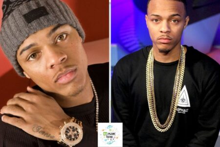 Two side-by-side photos of Bow Wow showcasing his fashion and jewelry.