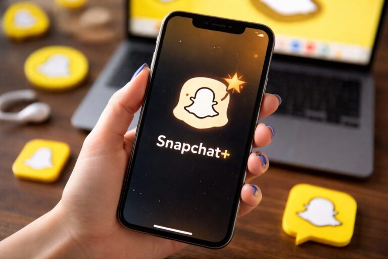 Snapchat Plus icon on smartphone screen in hand
