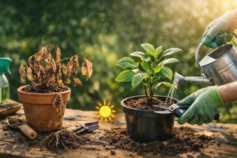 How to revive a dead plant with pruning, watering, and soil recovery
