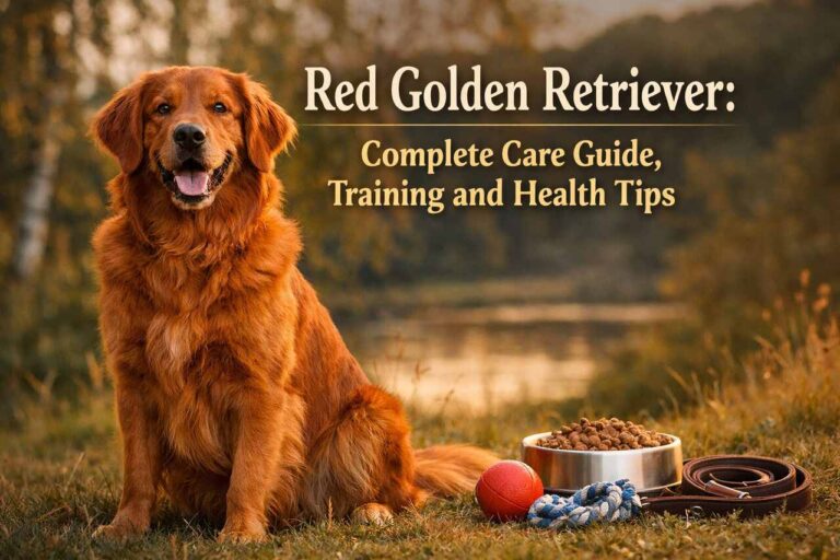Red Golden Retriever: Complete Care Guide,Training and Health Tips Red Golden Retriever care and training guide dog outdoors